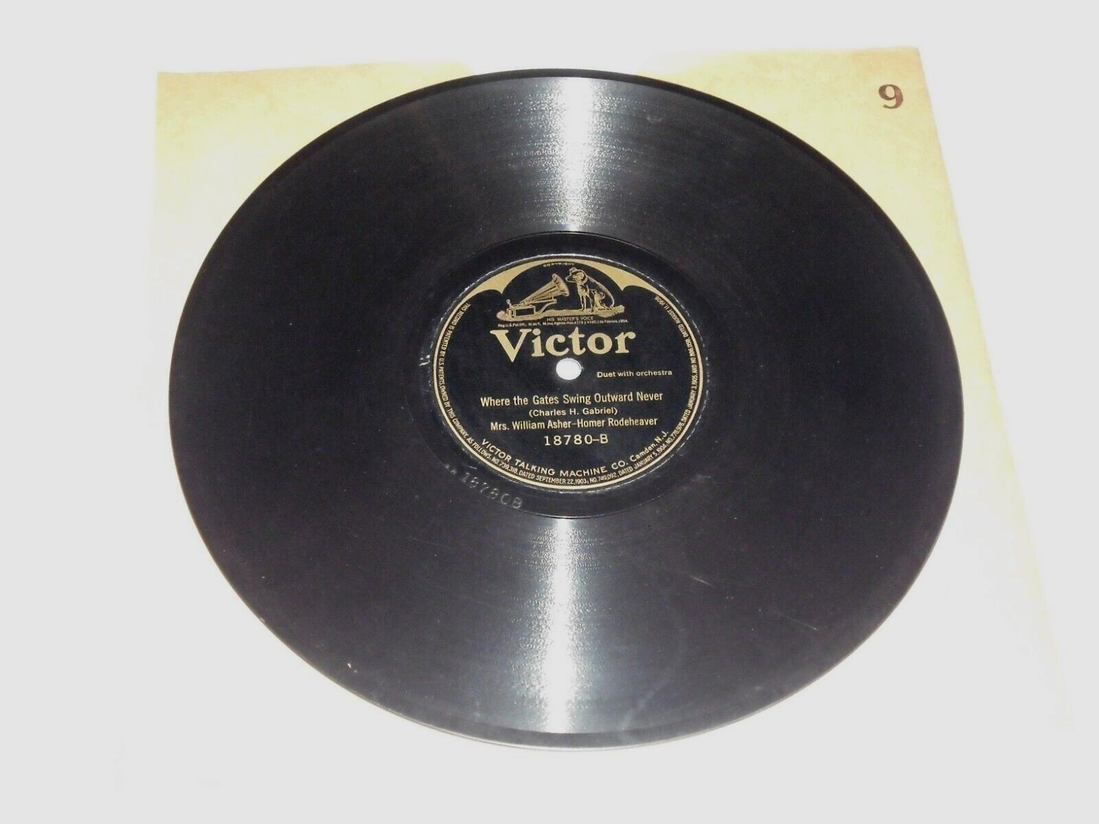 HOMER RODEHEAVER-All The Way To Calvary (1921) VICTOR 10" Shellac Single