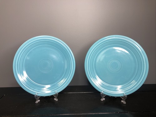 Set Of 2 VINTAGE ORIGINAL FIESTAWARE TURQUOISE 9 1/2 " PLATE - 第 1/10 張圖片