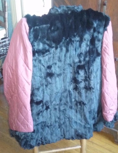 Stylish & Reversible Black Fur & Maroon Nylon Coat Jacket - Picture 2 of 4