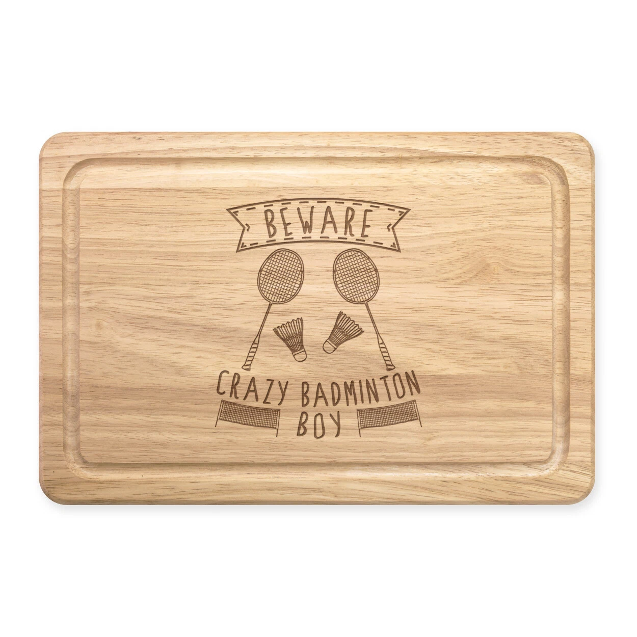 Beware Crazy Badminton Boy Rectangular Chopping Board Sport Childrens Best