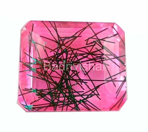 140 Ct Emerald Cut Bi-Color Rutilated Quartz Certified Loose Gemstone 24N - Picture 5 of 6