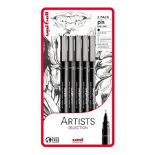 Uni-Ball Pin Artists Selection Fine Line Drawing Pen Set of 5