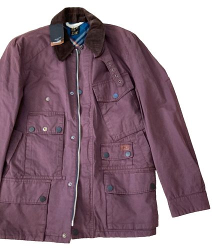 Paul Smith purple Coat jacket | brown cord collar | multi pocket | Size M - Picture 5 of 5