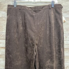 Talbots Women Brown Suede Feel Pleat Front Dress Pants Elastic Waist 16