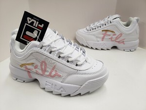 white pink and gold fila