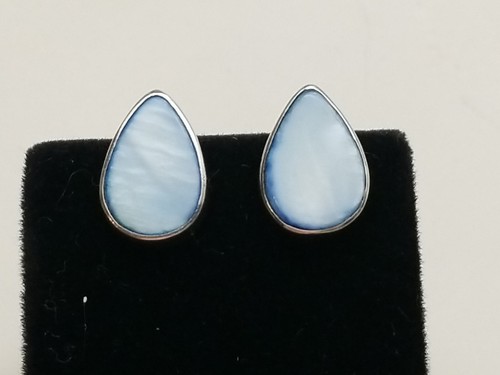 Beautiful Sterling 925 PB-Peyote Bird Teardrop Aqua Shell Earrings - Picture 9 of 9