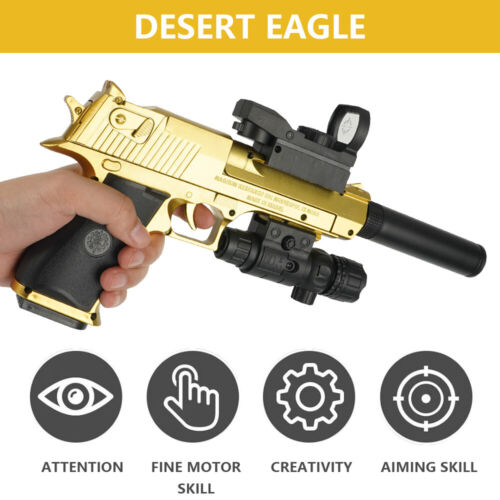Soft Foam Bullet Gun mit Kugeln, Kinder Pistole Spielzeug mit 2 Magazine Gold - Bild 9 von 24