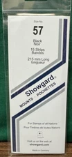 Showgard size 57 BLACK hingeless stamp mount NEW unopened pack 1st quality 215mm