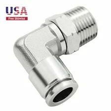 Push to Connect Fitting Elbow 1/2" Tube OD x1/2"NPT Male Adapter Steel Air Union