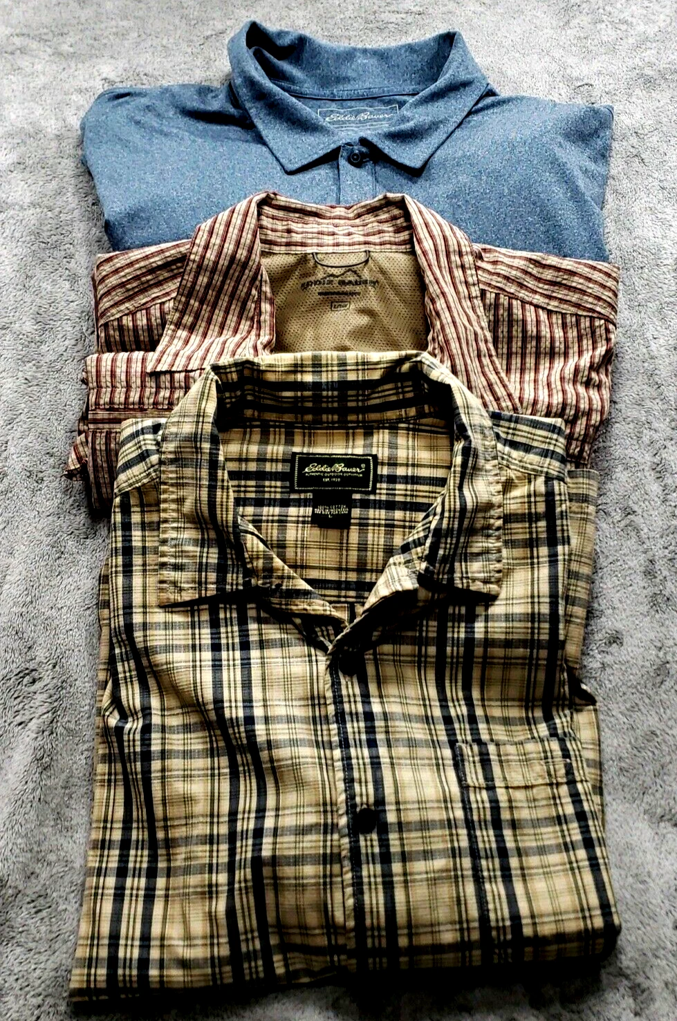 Eddie Bauer Short Sleeve Button Free Dry Men's Size Large Shirts Lot of 3