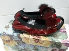 Sonia 3431 Venice Nero/ Florida Bordo Stretch Flat with Bow SZ EU 24 US 7.5 NIB