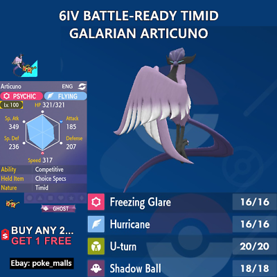 Galarian Articuno • Competitive • 6IVs • Level 100 • Online Battle-Rea