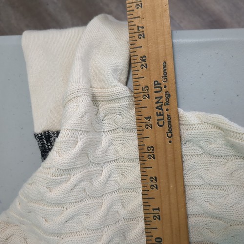 Karen Millen Mixed Knit Turtleneck Sweater Wool Cream Gray Side Split small - Picture 4 of 6
