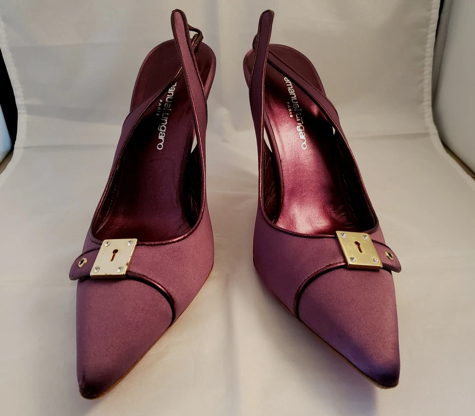 Sandalias Emanuel Ungaro Tacones Púrpura 9.5 9 8.5 Hechas en Italia Foto 3 de 4