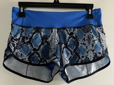 Lululemon Woman's Speed 2.5”Shorts 4 Way Stretch Mini Ziggy Snake Caspian Blue 4