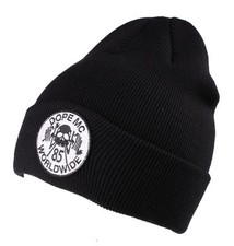 Dope Couture Black MC Motor Cycle Patch Beanie