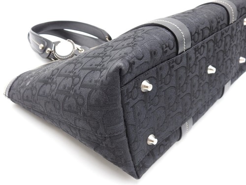 Christian Dior Trotter Flower Embroidery Shoulder Hand Bag Canvas Black X-9166 - Bild 8 von 15