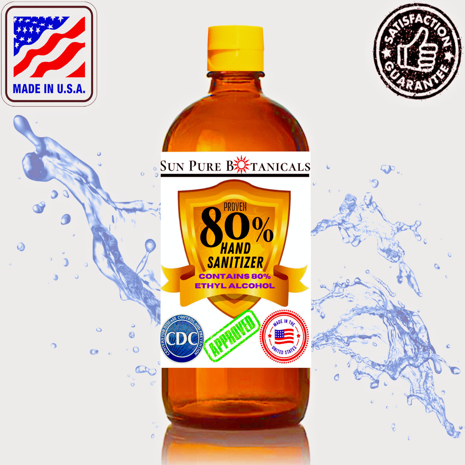 Hand Sanitizer 80% Alcohol - meets WHO/CDC - Best Price Value - Made in USA