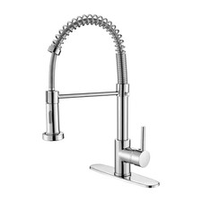 Single-Handle Pull Out Sprayer Coil Spring High-Arc Kitchen Faucet with Deckplat