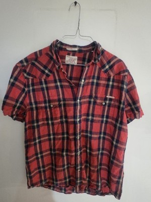 Lucky Brand California Fit Western Shirt Mens Large Red Plaid Snap Button Up