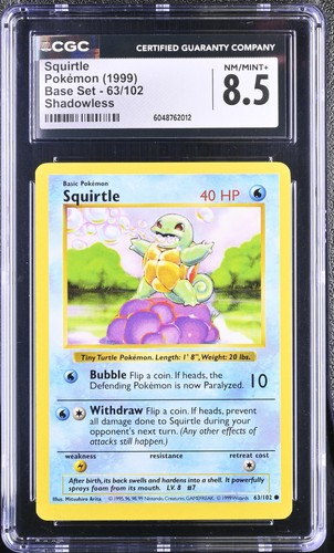 Squirtle (Shadowless) graded CGC 8.5 for sale on eBay
