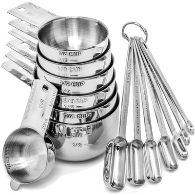 14-Piece Stainless Steel Measuring Cups & Spoons Set