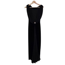 Tadashi Shoji Black Velvet  Chiffon Embellished Gown Evening Formal Size S VTG