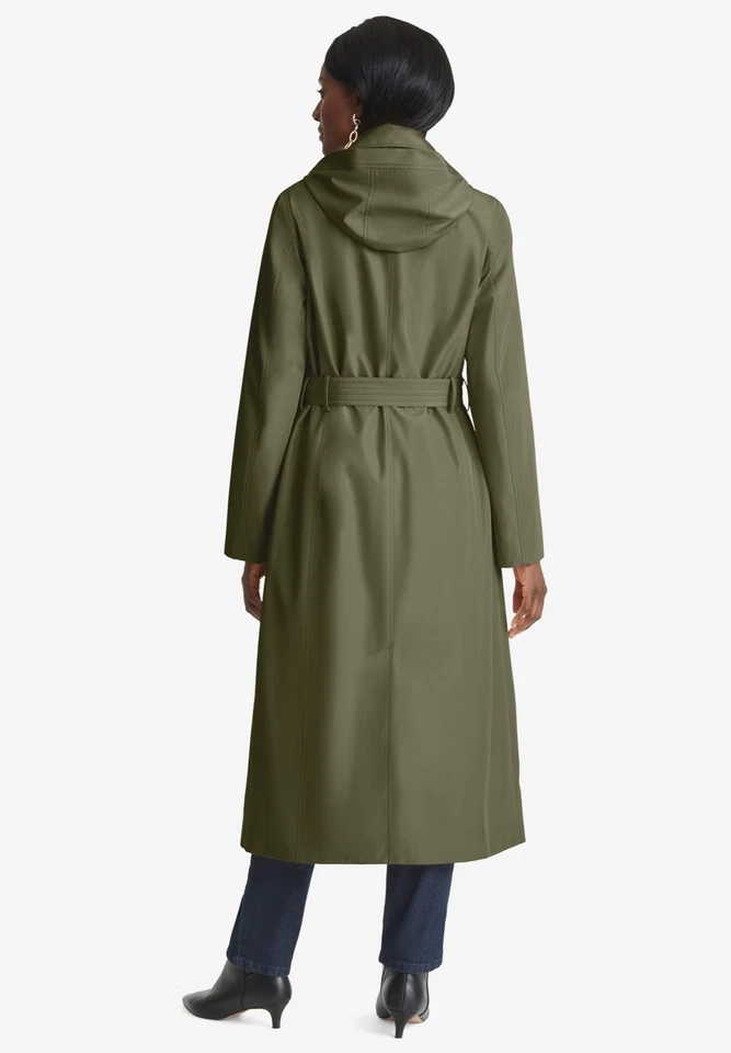 Jessica London Women's Plus Size Double Breasted Long Trench Raincoat - Image 3 of 4