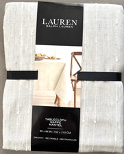 Lauren Ralph Lauren Tablecloth 60 x 84 Oblong Natural Beige Nappe Mantel NEW