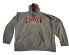 OVB Denver University Pioneers Embroidered Spellout Gray Hoodie Sweatshirt Vtg