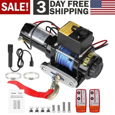 4500LBS Winch ATV UTV 12V Electric Off Road Steel Cable w/ 4-way Roller Remote