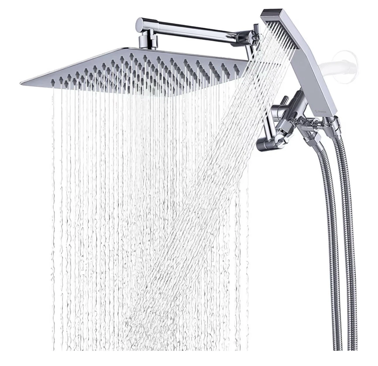 G-Promise All Metal 10 Inch Rainfall Shower Head with Handheld Spray Combo