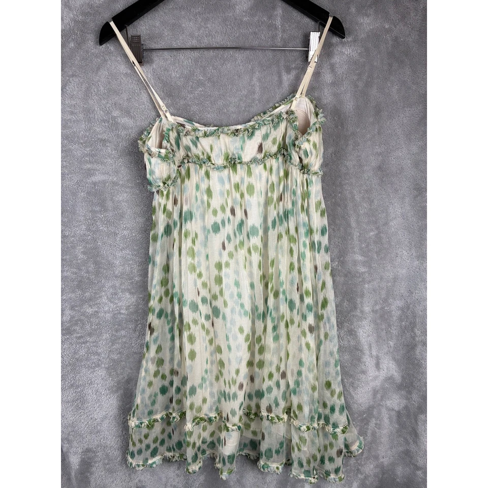 De Colección Y2K Vestido Sin Mangas Mujer S 100% Seda Verde Crema Hada Caprichoso Bebé Muñeca Foto 3 de 4