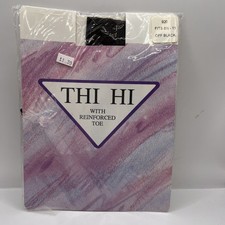 VTG Hosiery Thi Hi Reinforced Toe 1 Pair Of Off Black Fits 8.5-11; Made In USA