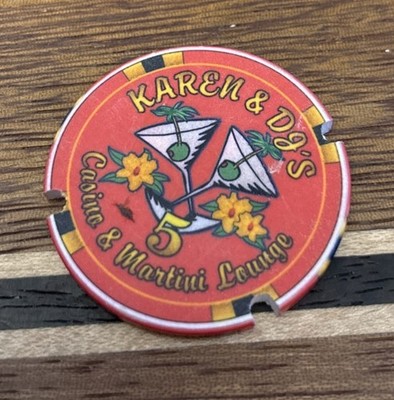Karen & DJs Casino & Martini Lodge $5 Casino Chip Fantasy Advertising Sample