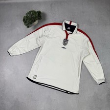 ENGLAND 2003 2005 HOME SHIRT JERSEY LONG SLEEVE UMBRO sz XL WHITE REVERSIBLE
