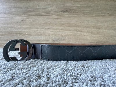 Authentic Gucci Black Imprime Monogram Leather Interlocking G