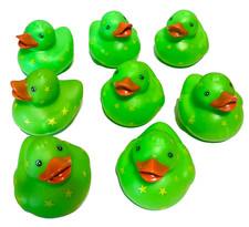LOT OF 8 PATTERNED 2" CRUISING DUCKS w YELLOW STARS RUBBER DUCKIES CRUISE DUCK
