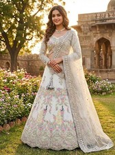 Indian Wedding Lehenga Choli Set Butterfly Net Sequins Work Festive Wear