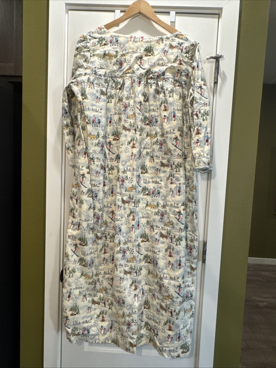 Vintage Handmade Flannel Nightgown House Dress Granny Core Cottage Pull Over Ski View 5
