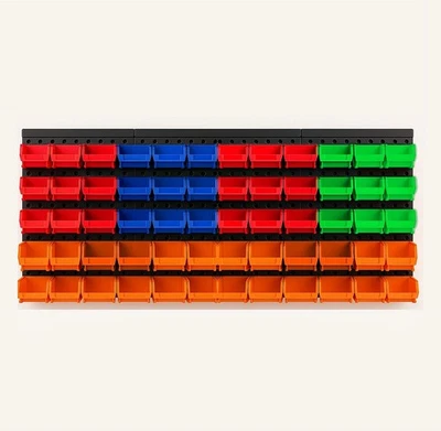 HORUSDY+SWANLAKE 60 Garage Workshop Organizer Storage System Wall-Mounted Parts Bins w/ Backplane