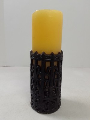 Vintage OLD WORLD STYLE  Wax Candle 9'' ACANTHUS Design Holder is Wax also RARE