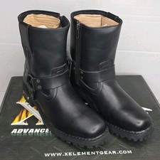XElement Black Leather Motorcycle Riding Mid Calf Boots LU2502 Mens 8 M NWT