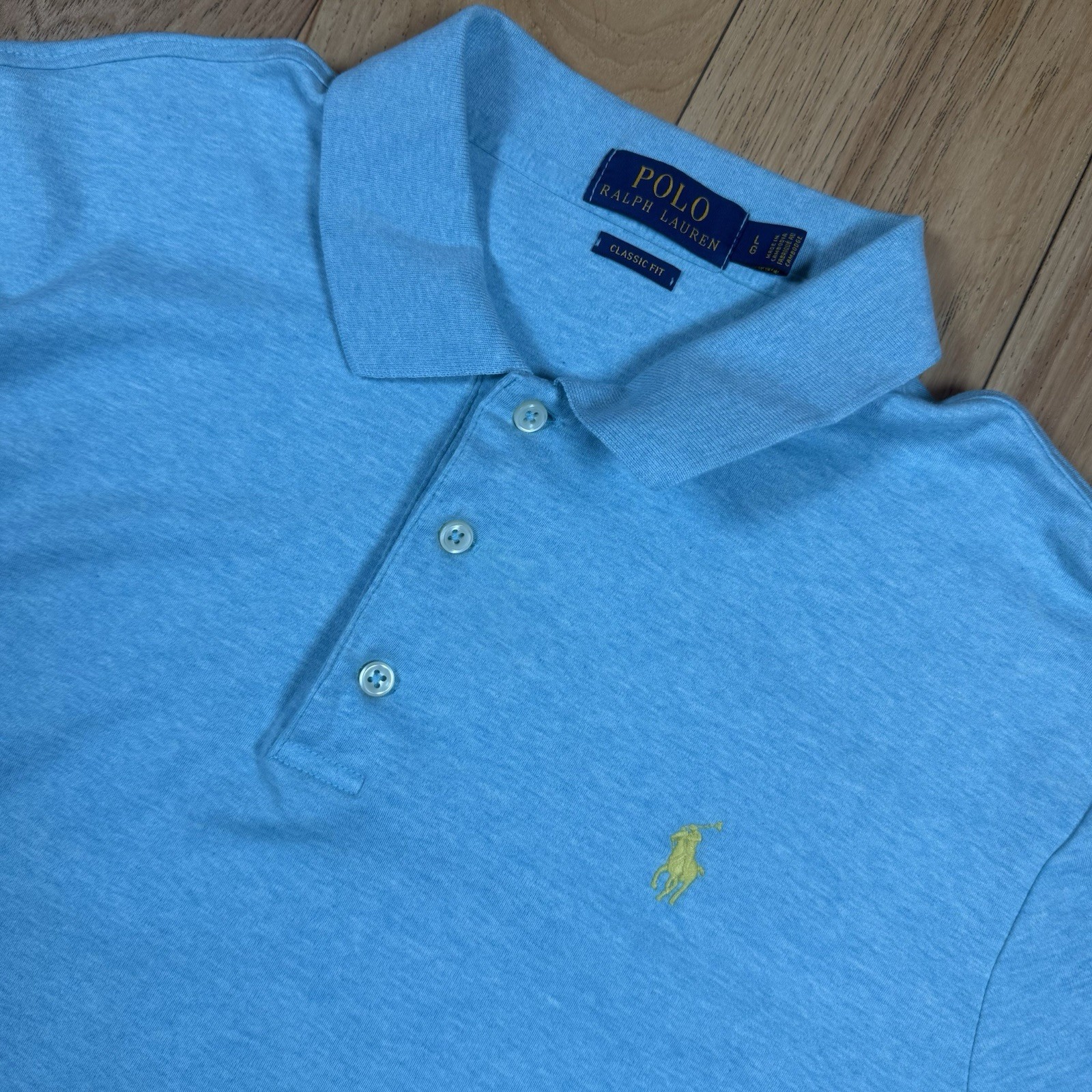 Polo Ralph Lauren vintage camicia uomo grande vestibilità classica manica corta blu pony