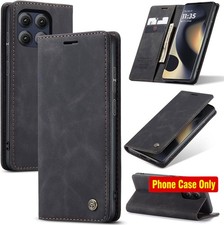 Flip Fold Leather Wallet Case for Motorola Moto Edge 2025 , Black, Kickstand