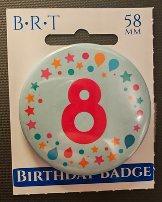 STERNE UND LUFTBALLONS | ALTER ACHT | 58mm Geburtstag Party Pin Anstecker
