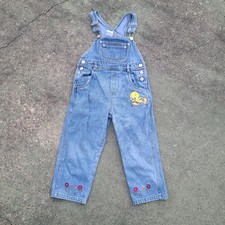 Vtg WB Tweety Bird Denim Overalls Size 5 Flaws Rare