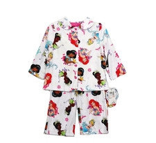 NWT Disney Princess Girls Fleece Pajamas Set Size 2T White Long Sleeve Sleepwear