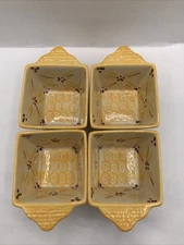 4 Temp-tations Old World Yellow 10 oz Ramekin Ovenware Baking Serving Dishes
