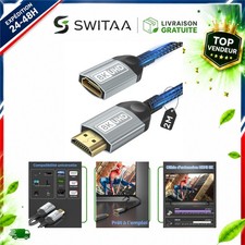 Rallonge HDMI 2 m Mâle vers Femelle 8K HDR Haute Vitesse Noir